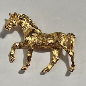 Vintage Gold Tone Stamped Napier Horse Brooch/Pin